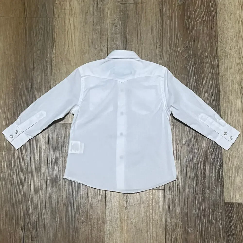 New Wrangler Boys Pearl Snap Long Sleeve Dress Shirt XXS 0-2 White Cowboy Rodeo - Picture 5 of 8